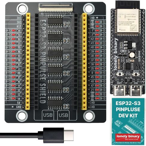 Lonely Binary Complete ESP32-S3 STEM Learning Kit - 46-Piece Sensor Module Set + ESP32-S3 N16R8 Dev Board with PinPulse Shield + 120pcs Jumper Wires from Day One for Arduino ID in Kuwait