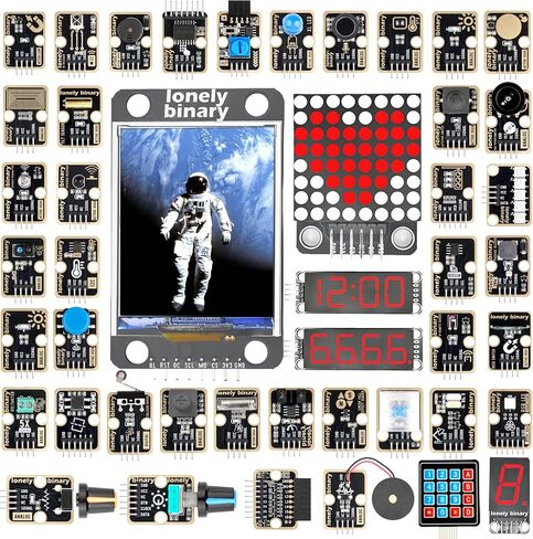 Lonely Binary Complete ESP32-S3 STEM Learning Kit - 46-Piece Sensor Module Set + ESP32-S3 N16R8 Dev Board with PinPulse Shield + 120pcs Jumper Wires from Day One for Arduino ID in Kuwait