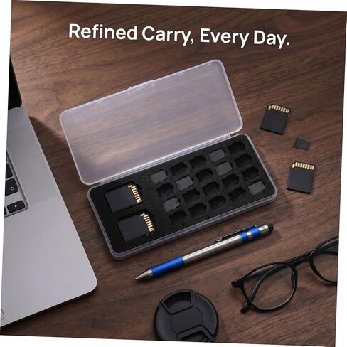 BESPORTBLE Memory Card Storage Box Holder Case for 20 and Standard Memory Cards with Protective Plastic and Sponge Interior, Ultraslim Portable Organizer for Travel and Professional Use in Kuwait
