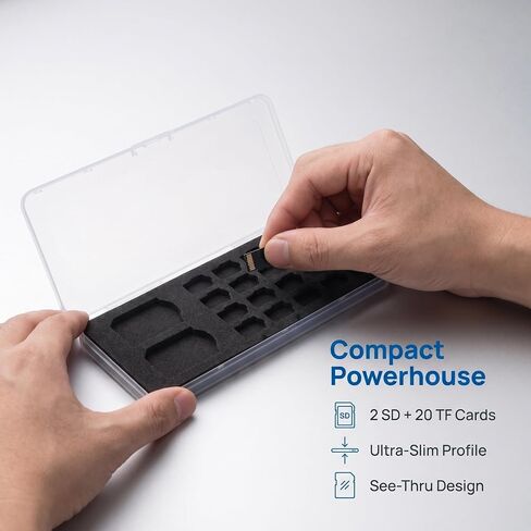 Memory Card Storage Case Lightweight and Stylish Organizer for 20 Cards, Ultrathin Protective Mini Storage Box with Plastic and Sponge Material for Professional and Casual Use in Kuwait