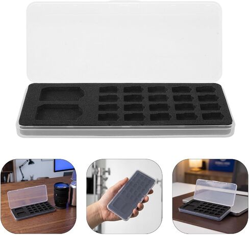 Memory Card Storage Case Lightweight and Stylish Organizer for 20 Cards, Ultrathin Protective Mini Storage Box with Plastic and Sponge Material for Professional and Casual Use in Kuwait