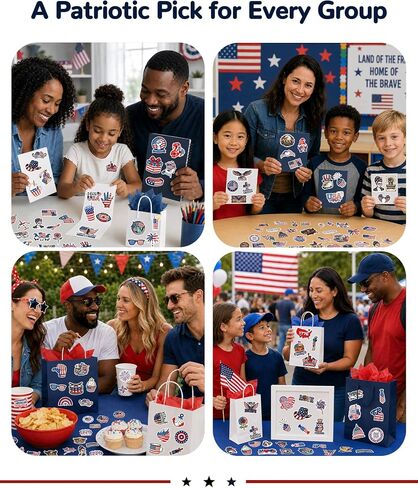 Aowplc Patriotic Stickers Pack – 200 PCS Waterproof Vinyl USA Die Cut Stickers – American Flag & Patriotic Designs for 4th of July, Memorial Day & Veterans Day in Kuwait