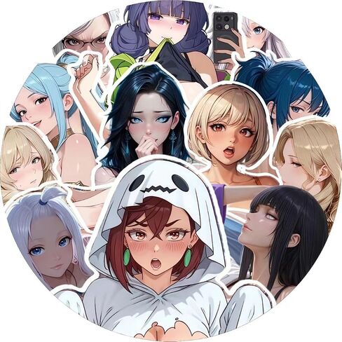 60pcs Anime Girl Stickers-NFSW Hot Girl Stickers,Cute Kawaii Vinyl Decals for 18 Adult - Car, Truck, Laptop, Motorcycle Accessories in Kuwait