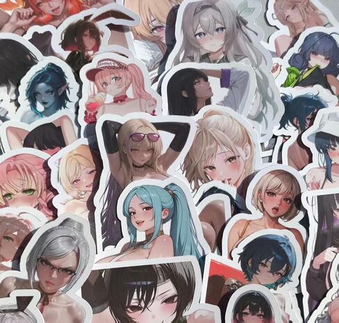 60pcs Anime Girl Stickers-NFSW Hot Girl Stickers,Cute Kawaii Vinyl Decals for 18 Adult - Car, Truck, Laptop, Motorcycle Accessories in Kuwait