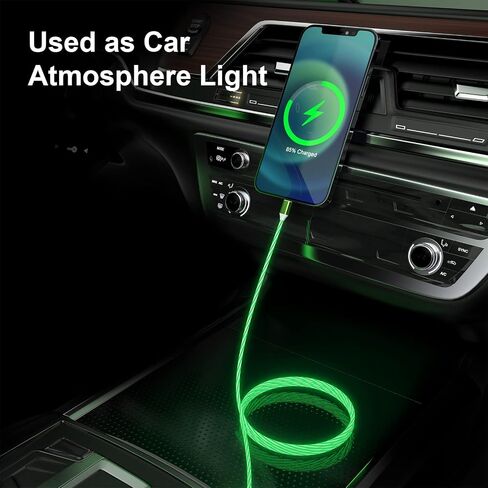 3-in-1 Multi USB Universal Flowing LED Light Up Phone Charge Cable， Lightning+Type C+Micro USB Glowing Charger Connector Cord for iPhone 14/13/12 Pro Max/XR/XS/8 7/SE,iPad/LG/Samsung/Pixel(4FT Green) in Kuwait