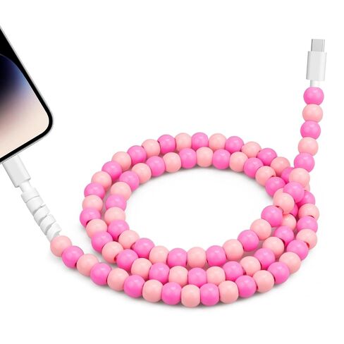 Coolden USB C Cable for iPhone Charger Fast Charging 66W 3.3FT USB C to iPhone Cable Cute Pink Beaded Phone Charger for Girls Women for iPhone 14 13 12 11 Pro Max XR XS iPad Pro/Air/Mini in Kuwait
