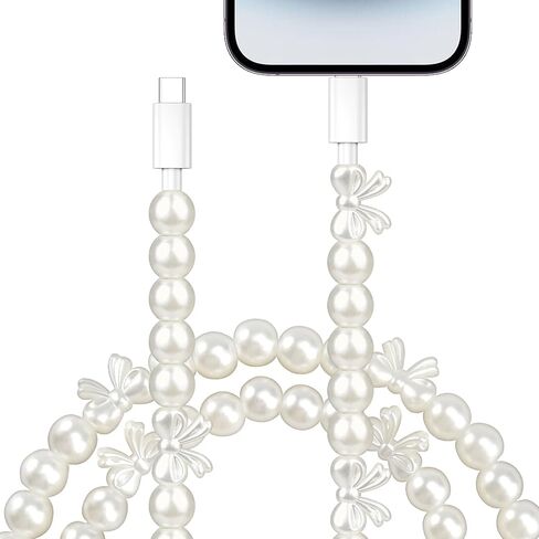 For Type C to Lightn-ing iPhone Charger Cord Beaded Bowknot Charger Cable in Kuwait