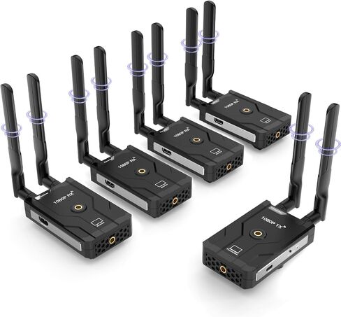 Wireless HDMI Transmitter and Receiver,656FT/200m Wireless HDMI Extender Kit with Loop Out,2.4/5.8GHz 1080P Full HD for Streaming from DSLR,Laptop,TV Box,PS4 to TV/Projector IR Support in Kuwait