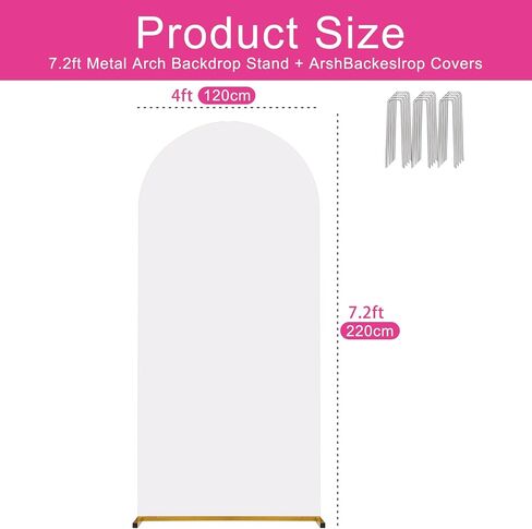 Metal Arch Backdrop Stand and Cover Set, 7.2FT Wedding Arch Stand in Kuwait