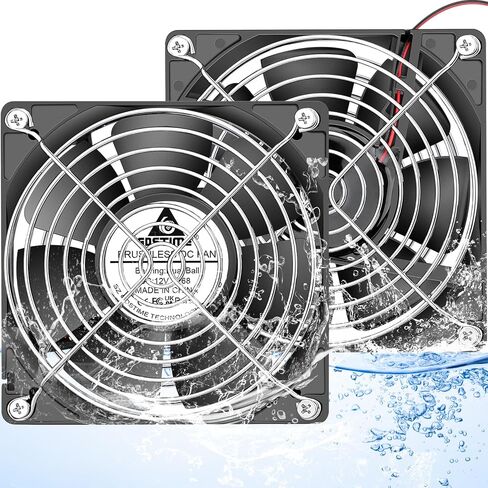 GDSTIME 120mm x 38mm 12V DC IP68 Waterproof Fan High Speed Dual Ball 2-Pin in Saudi Arabia