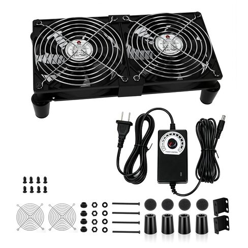 2 Pack 120mm Cabinet Cooling Fan, 166 CFM High Airflow Hydraulic Quiet Fan with Variable Speed Controller, AC 100-240V Plug & Play for Server Rack, Cabinet, NAS, Router, Greenhouse in Kuwait