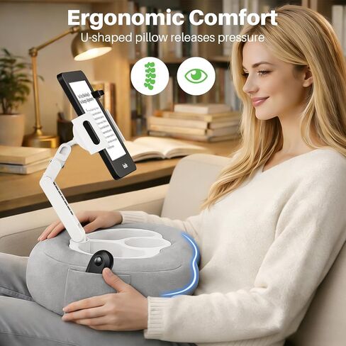 Kindle Pillow Stand with Wireless Page Turner, Kindle Holder for Bed with Storage Tray, Adjustable Tablet Pillow Stand for Hands-Free Reading, Fits Kindle & Tablets 4.7–11", Reading Accessories Gift in Saudi Arabia