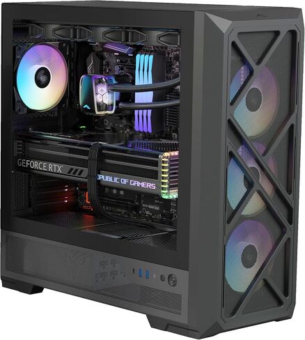 SAMA S50 ATX Mid Tower Gaming PC Case, 4 ARGB PWM Fans, USB-C, Black in Kuwait