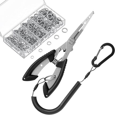 Pawfly 250 Pcs Split Rings and Split Ring Pliers Kit for Fishing, Black-1 in Kuwait