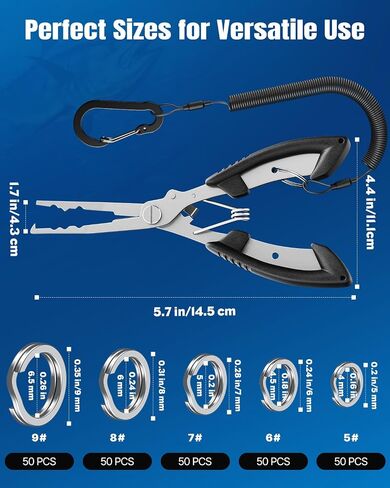 Pawfly 250 Pcs Split Rings and Split Ring Pliers Kit for Fishing, Black-1 in Kuwait