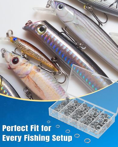 Pawfly 250 Pcs Split Rings and Split Ring Pliers Kit for Fishing, Black-1 in Kuwait