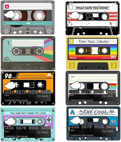 GTOTd Retro Cassette Tape Debit Credit Card Cover Sticker Skin（8 Pack） in Kuwait