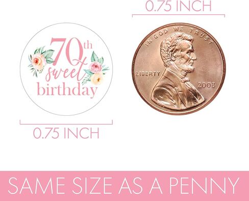 Pink Floral 70th Birthday Kiss Stickers, 180 Count, 3 Designs in Saudi Arabia