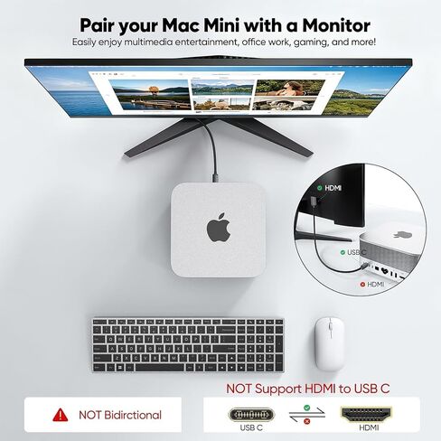 1.5FT Short 4K USB C to HDMI Cable, Slim Thunderbolt 5/4/3 Type-C to HDMI in Kuwait