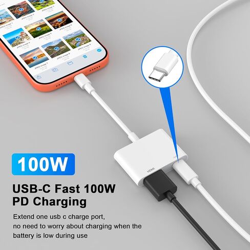 [MFi Certified] Apple USB C to HDMI Adapter for iPhone 17 to TV,4K Type C Digital AV Adapter Sync Screen Connector with 100W Fast Charging Port for iPhone 17/15/16 Series MacBook Pro Air iPad Pro in Kuwait