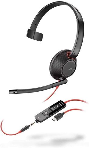 سماعة رأس بلاك واير 5210 USB-C (بلانترونيكس) - سماعة كمبيوتر سلكية، أذن واحدة (أحادية الأذن) مع ميكروفون بوم - USB-C، 3.5 ملم للتوصيل بجهاز الكمبيوتر الشخصي أو جهاز Mac أو الجهاز اللوحي و/أو الهاتف الخلوي in Kuwait