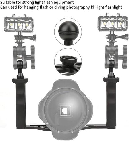 Aluminium Alloy Dual Handheld Hand Grip Diving Flashlight Bracket Underwater Sports Camera Holder Stabilizer in Kuwait