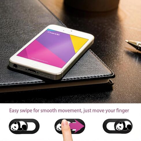 Thin Webcam Cover Slide, 3PCS Phone Camera Cover Laptop Camera Blocker Slider Strong Adhesive Protect Privacy Security Compatible with Tablet Desktop PC Smartphones(Panda-3Pack) in Kuwait