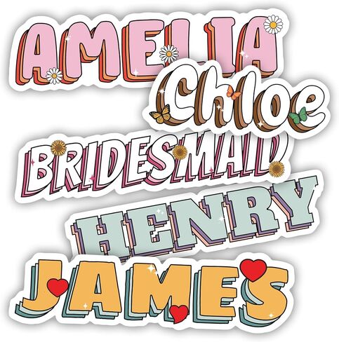 TAYTA (6pcs) Customized Name Stickers Sheet - Personalized Text, Waterproof in Kuwait