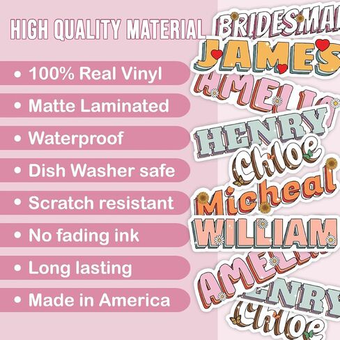 TAYTA (6pcs) Customized Name Stickers Sheet - Personalized Text, Waterproof in Kuwait