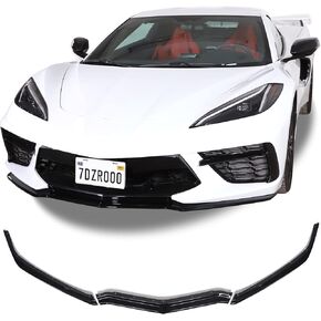 Front Bumper Lip Chin Spoiler Splitter Diffuser Guard Wing Protector Trim Car Body Kit Compatible with Chevrolet Corvette C8 Z51 2020-2023, ABS Plastic Carbon Fiber Pattern C8 Accessories
