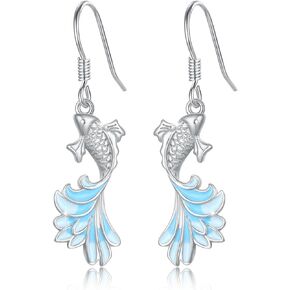 Imitation Fish Earrings 925 Sterling Silver Pendant Carp Earrings Bali Style Koi Fish Drop Earrings Girls Women's Jewelry Gifts