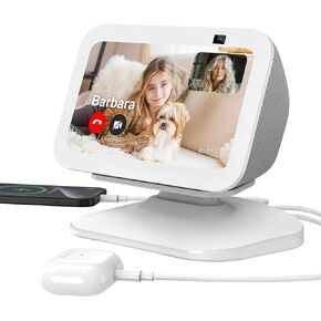 PlusAcc Stand for Show 5 (3rd Gen) - Adjustable Table Holder with 2 Charging Ports (USB-C & USB-A), Tilt Magnetic Base Station for Charge Cellphones and Earbuds, Non-Slip Base (Black)