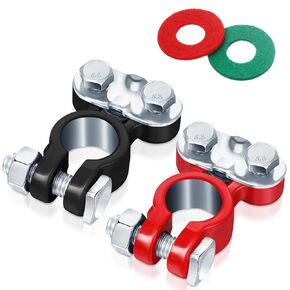 12 Pieces Frienda Car Battery Terminals Connectors Zinc Plated Top Post Terminals Anti Corrosion Washers Replacement Clamps Battery Cable Terminal for Marine Boat RV Vehicles