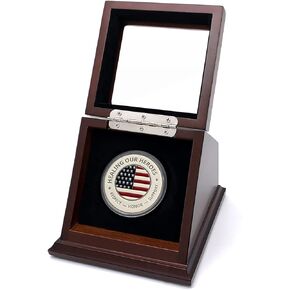 Challenge Coin Display Case 1.5-1.75 Inch 38-44.5 mm Coin Holder 1 Slot (Walnut, 2 Slots)