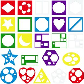 24 Pieces Shape Geometric Tracing Stencils Set for Kids Children Simple Painting Shape Templates Geometric ATR Drawing Stencils Templates for Toddlers Preschooler Drawing DIY Craft