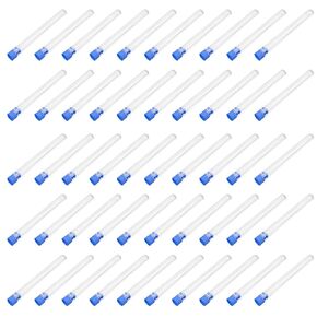 Othmro 300Pcs Clear Plastic Test Tubes with Blue Caps, 12mmx100mm Mini Test Tubes with Lids, for Jewelry Seed Beads Powder Spice Liquid Experiment Yeast Specimen Sample Laboratory