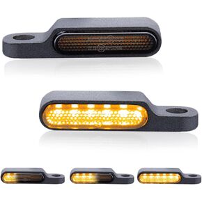 TSUNG دراجة نارية متتابعة LED بدوره إشارات الجبهة المقود الوامضات الصغيرة المتدفقة علامة ضوء عالمي متوافق مع هارلي هوندا ياماها سوزوكي Caferacer شارع الدراجة كروزر (أسود العنبر)
