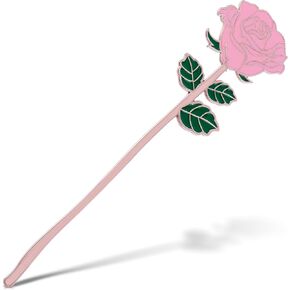 Bewudy Red Rose Bookmark Gift, Metal Book Page Holder for Reading Lovers, Teacher Appreciation Gifts Valentine Mother's Day Christmas Birthday Gift for Women Book Lovers (Pink Rose)