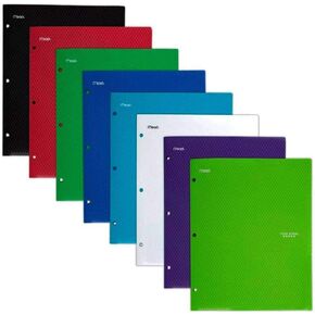 Five Star 2 Pocket Folders, Stay-Put Folders, Plastic Colored Folders with Pockets, for 3-Ring Binders, Assorted - Color Selected For You, 1 Count (33342)