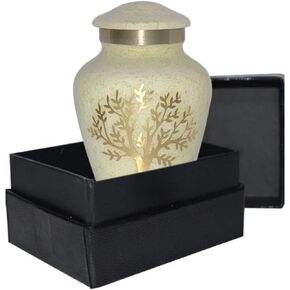 Tree of Life Keepsake Large Keepsakes Urn for Human Ashes | 200 Cubic Inches | Decorative Urn for Ashes Adult Female & Male, Funeral Urns - Pearl Marble