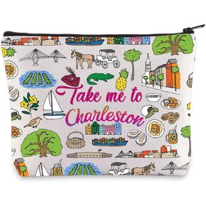WZMPA Charleston Travel Cosmetic Bag Charleston Vacation Gifts Take Me To Charleston Zipper Pouch Bag Charleston Trip Gift (To Charleston)