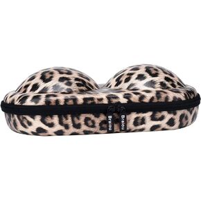 Premium Bra Case Lingerie Travel Bag Zip Underwear Organizer Bag for A-DD Cup [Leopard Print] (Grey)