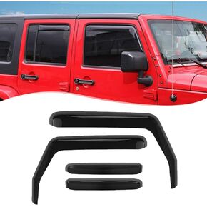Partol Window Visor Side Window in-Channel Deflectors for Jeep Wrangler JK Unlimited 4-Door 2007-2017, Sun Rain Wind Shade Visor Guard, Pack of 4