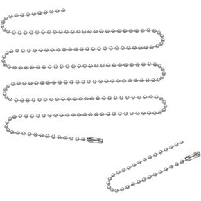 2.4 mm Small Stainless Steel Dogtags Necklaces Chain for Men Military Costume, 27" & 4.5" Set