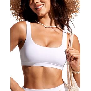 CRZ YOGA Womens Scoop Neck Bikini Tops U Back Bathing Suit Swim Tops Push Up Padded Sports Bra