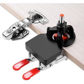 Etersec 35mm Concealed Door Hinge Jig, Double Jig Cabinet Hinge, Pocket Hole Jig Set, Aluminum Machining Surface, for Wood Products Drilling