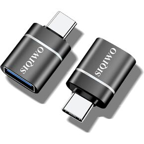 محول SIQIWO USB C إلى USB 3.0 OTG، [عبوة من قطعتين] محول من النوع C OTG محول Thunderbolt 3 من النوع C، لجهاز MacBook Pro 2019/2018/2017، MacBook Air 2018، Dell XPS، Samsung Galaxy، Huawei، Pixel، Surface Go