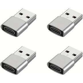 4 pcs USB to USB C Adapter,USB C Female to A Male Charger Type C Cable Converter Compatible with iPhone 14 13 12 Plus Pro Max, IPad Air 5 4 Mini 6, Samsung Galaxy S23+ S22 S21, Pixel 5 4XL (Black)