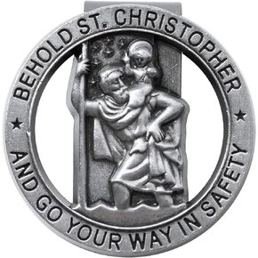 Saint St Christopher Medal for Car, Auto Car Sun Visor Clip, Bless Driving Safety Gift for New & Old Drivers Teens Girls Men, Go Your Way in Safety (1Pcs)