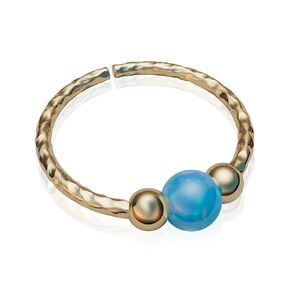 Gold Cartilage Earring – 14K Gold Filled Helix Piercing Ring – 20G 8mm Ring 3mm Blue Opal - Cute Gift